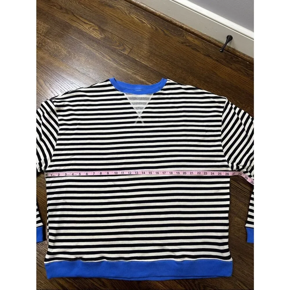 NWT Free People Black Combo Striped Sweatshirt-Size Small
